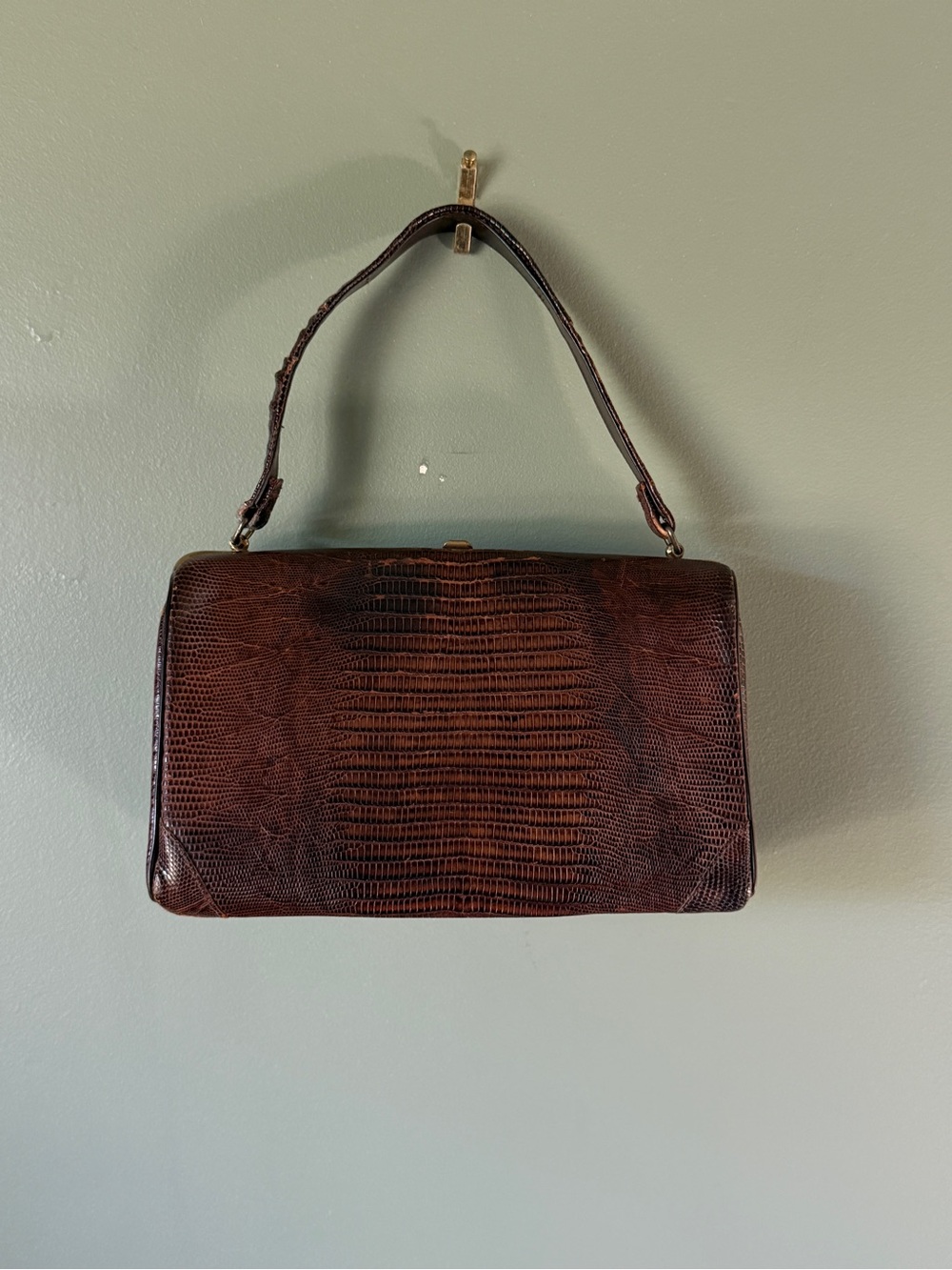 Vintage Sterling Brown Genuine Lizard Bag